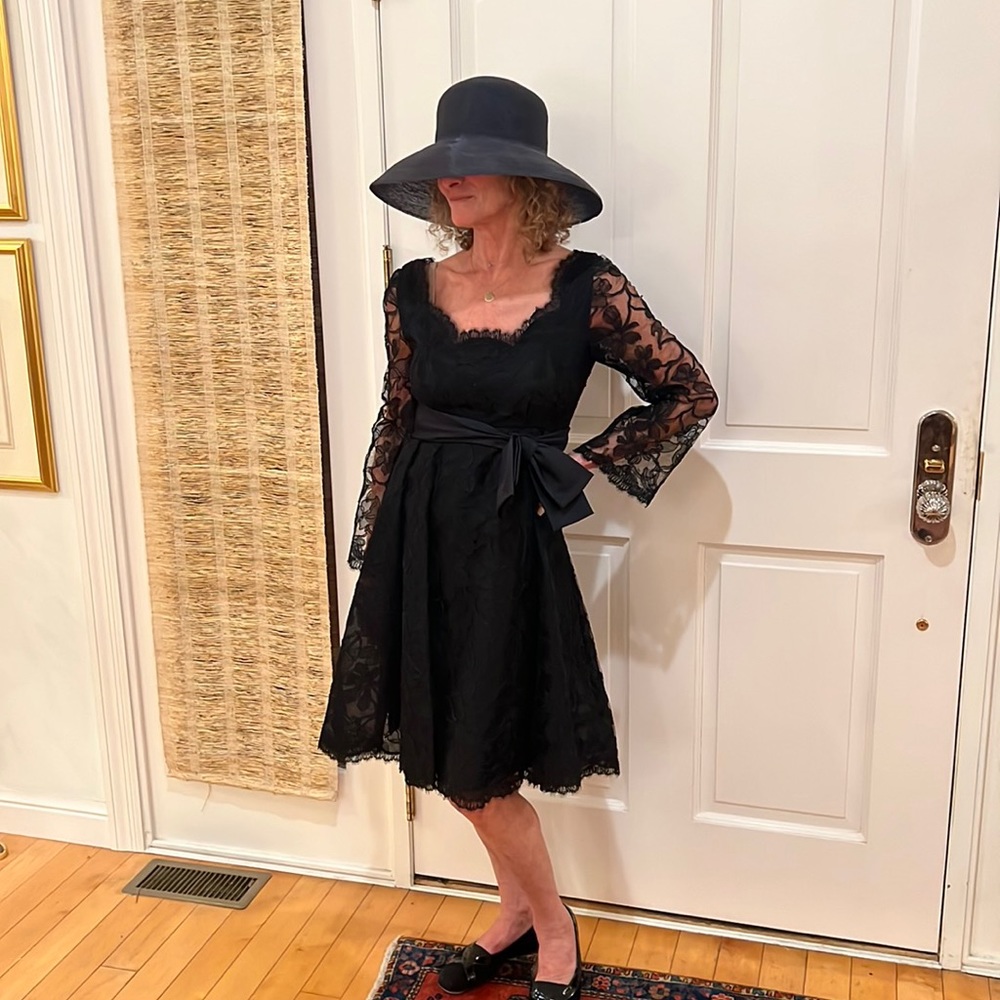 Chester Weinberg black lace cocktail dress